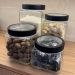 Kit 6 Potes de Vidro Tampa Metal Preta 800ml Gastro Lyor Porta Mantimentos Alimentos