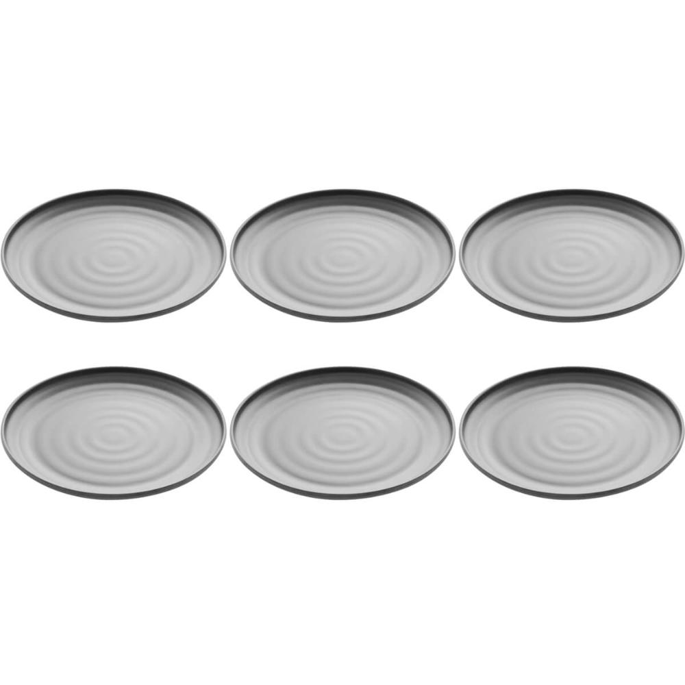 Kit 6 Pratos de Melamina Preto Fosco 25,5cm para Sushi Casa