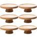 Kit 6 Pratos para Bolo com Pedestal Bambu 20cm Padaria Confeitaria Boleiras Pequenas