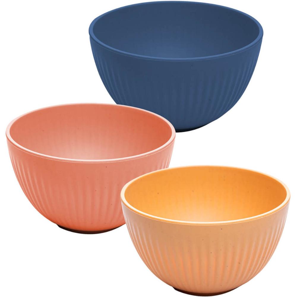 Kit 6 Tigelas Bowls Bambu Plástico Sortidos 12x6cm Stripes Lyor Cumbuca Sobremesa Frutas