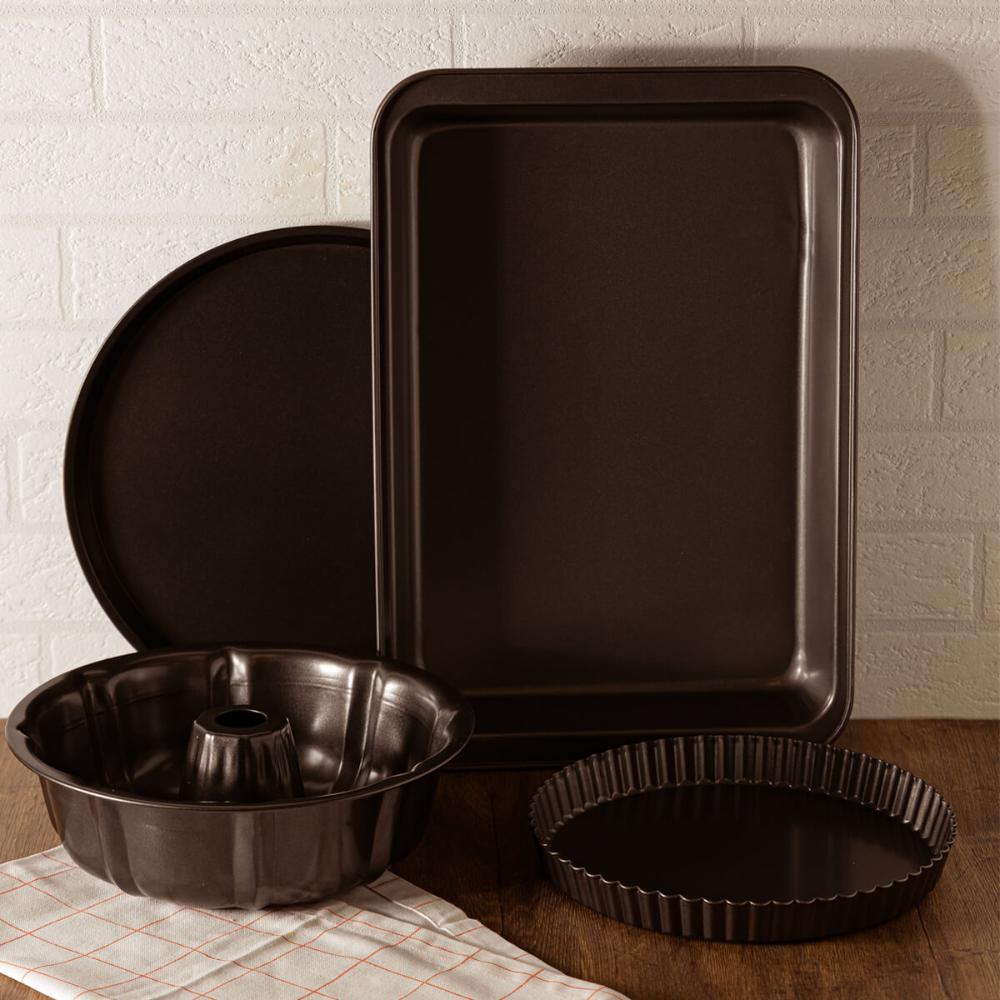 Kit 8 Formas para Pizzaria Padaria 31,5cm Assadeiras Antiaderentes Redondas Rasas Aço Carbono