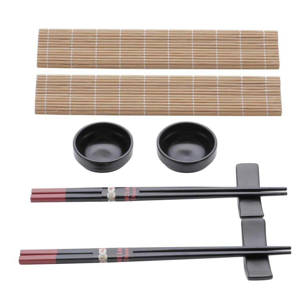 Kit 8 Peças para Sushi Lyor Esteira Molheira Suporte e Hashi