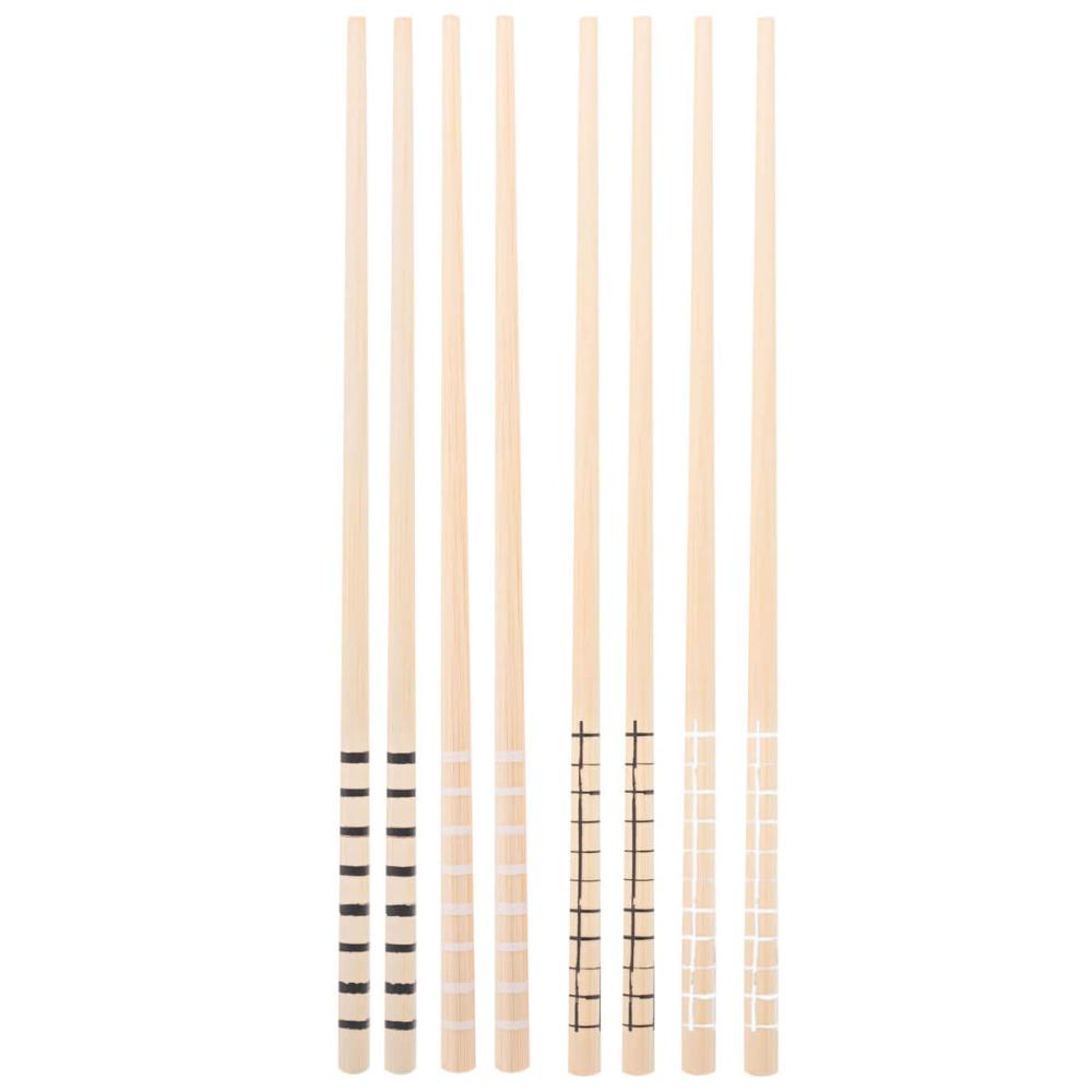 Kit Hashi de Bambu 4 Pares 24cm Palitos Japoneses Sushi Lyor Estampa Geométrica