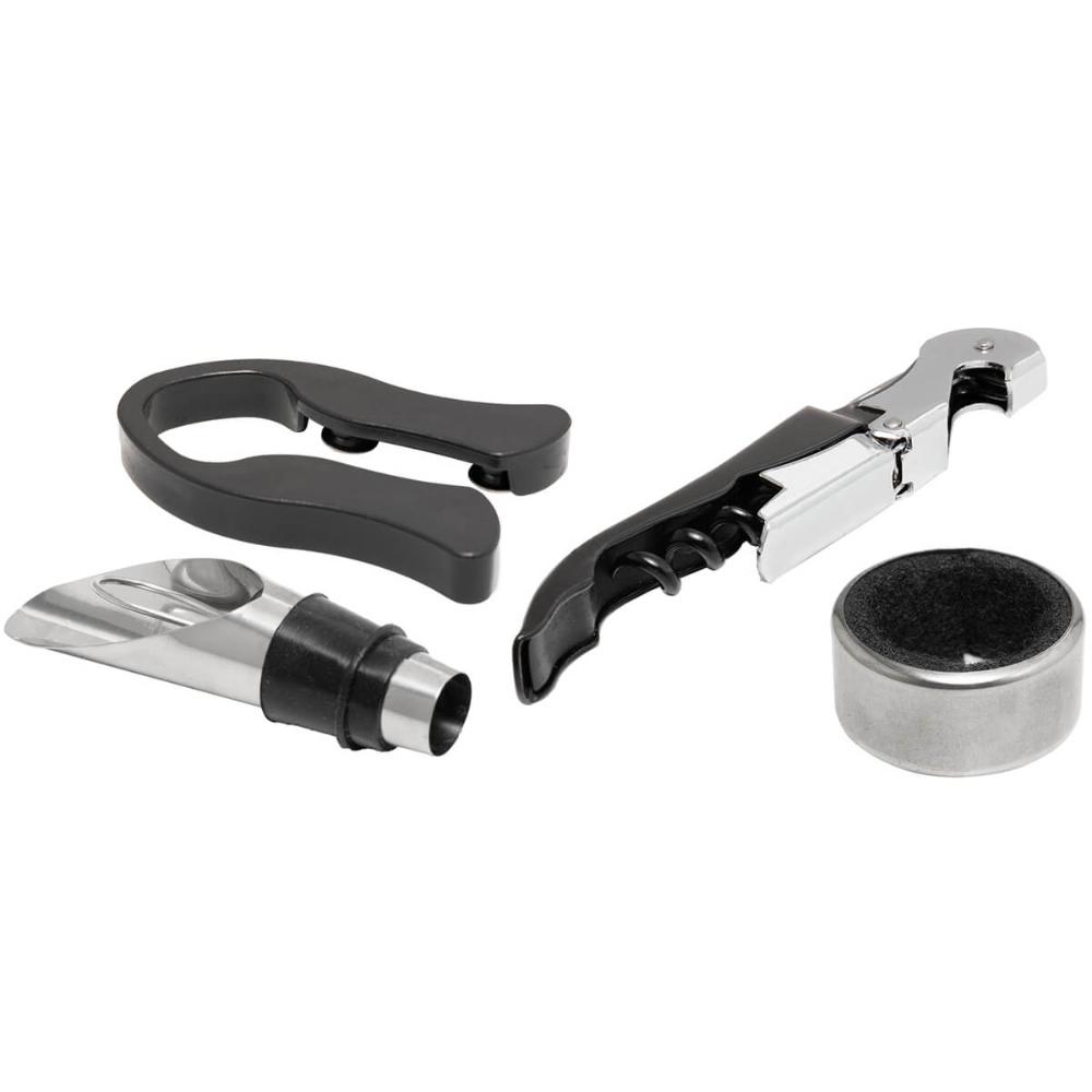 Kit de Acessórios para Vinho 4 peças Lyor em Aço Inox Preto