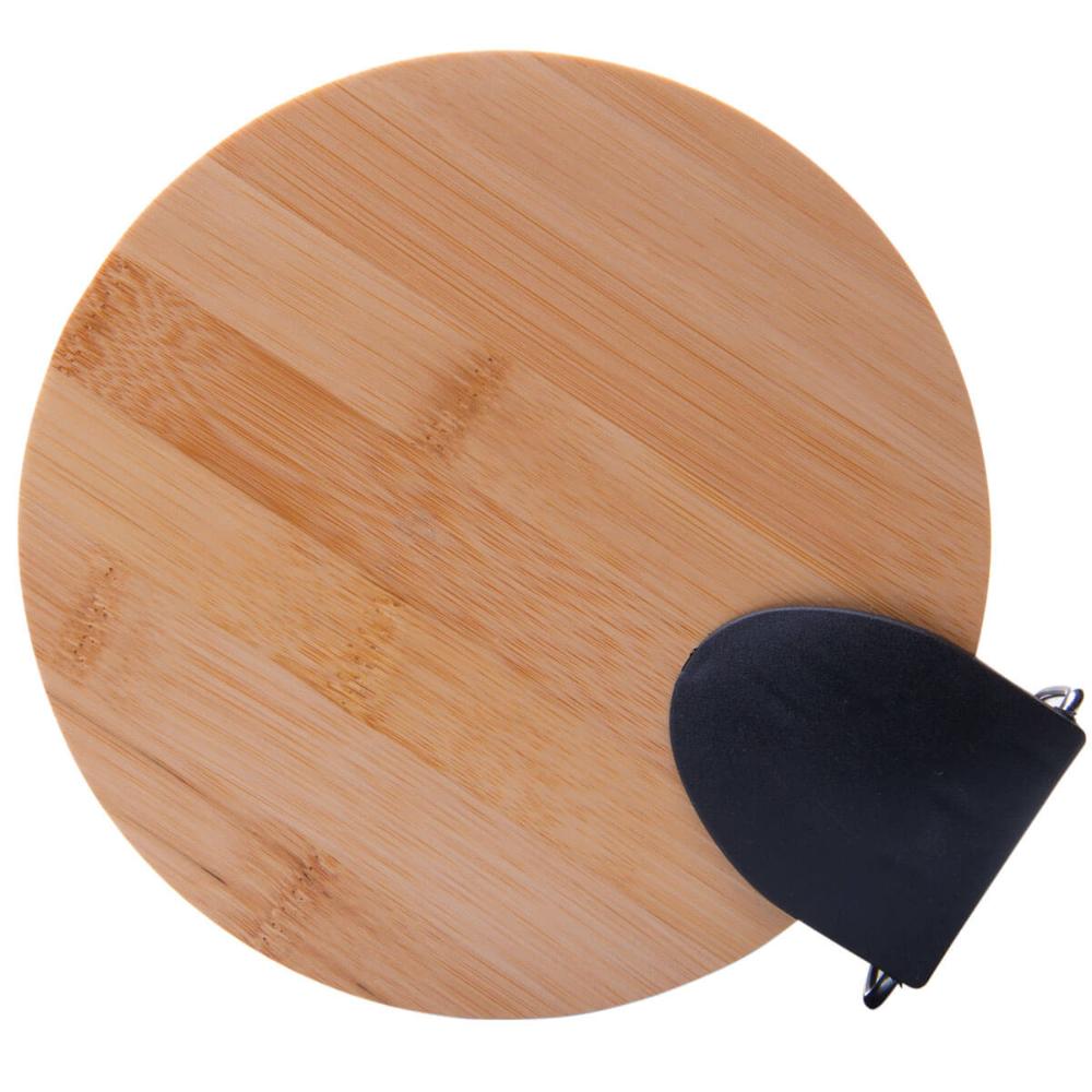 Lixeira 5L Metal Redonda com Pedal Branca Tampa Bambu Balde Interno Banheiro Genebra