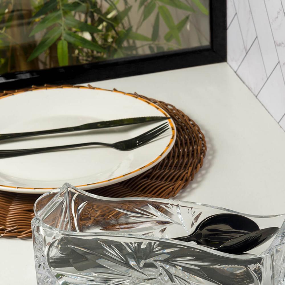 Lugar Americano Sousplat Lyor Marrom 38cm Mesa Rattan Plástico Trançado