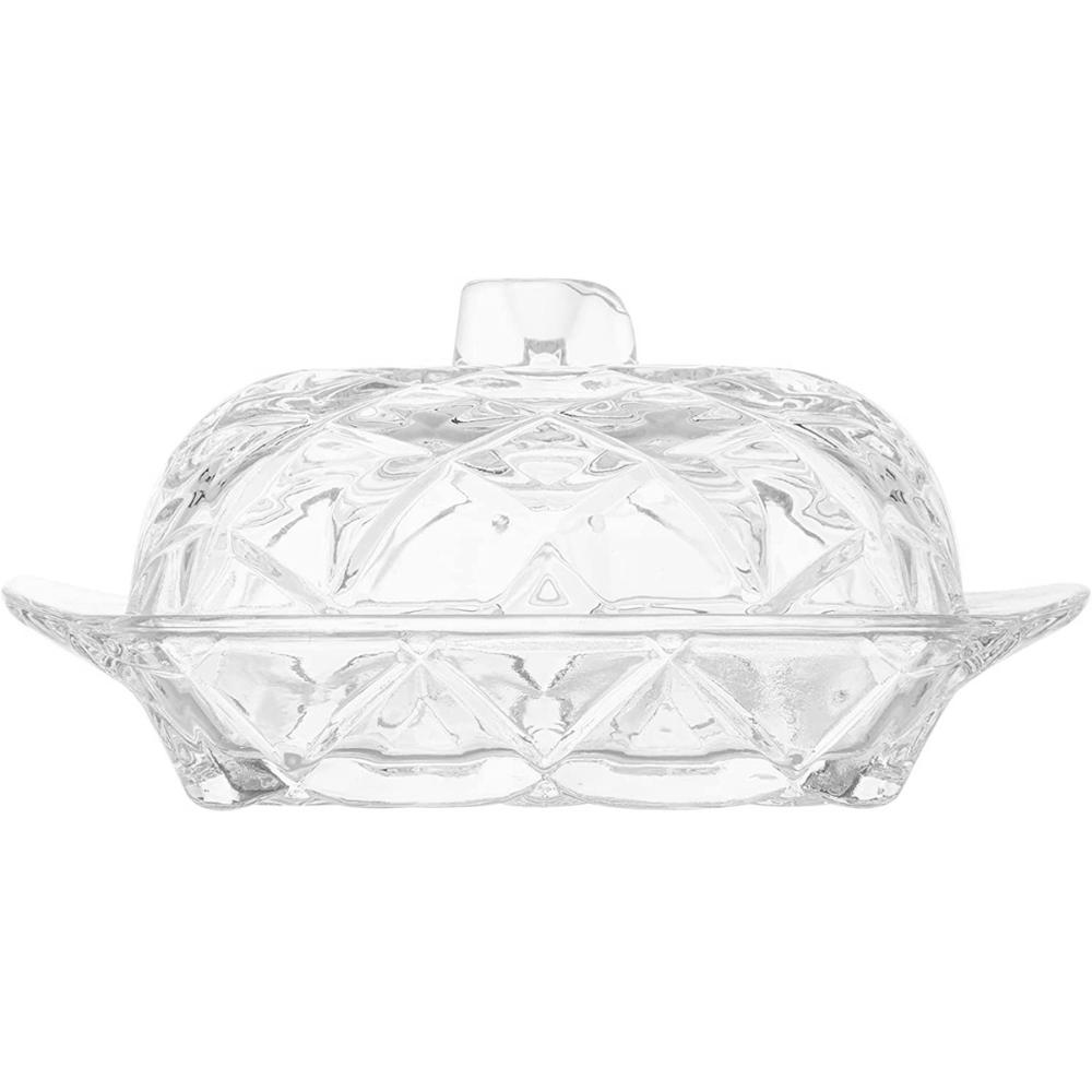 Manteigueira de Cristal com Tampa Deli Diamond Lyor Pote Porta Manteiga 17x10,5x8cm
