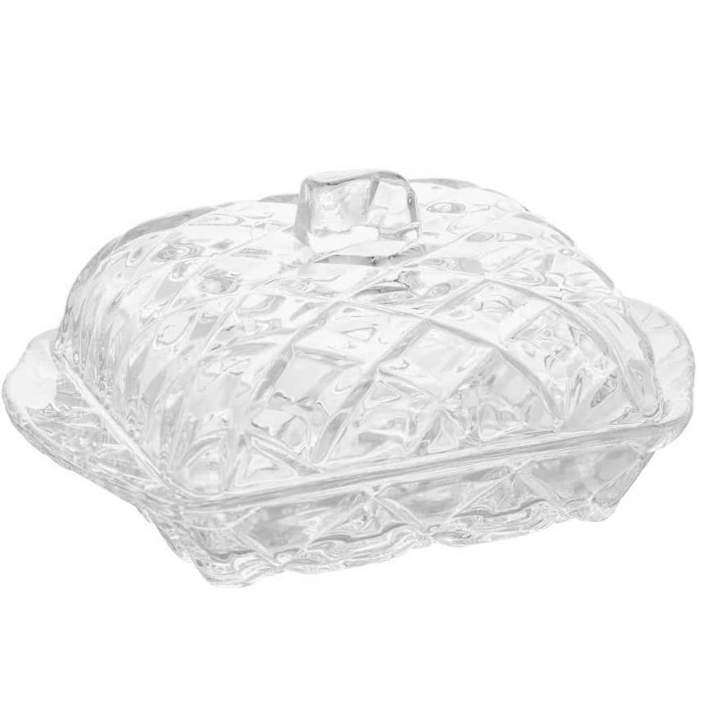 Manteigueira de Cristal com Tampa Deli Diamond Lyor Pote Porta Manteiga 17x10,5x8cm
