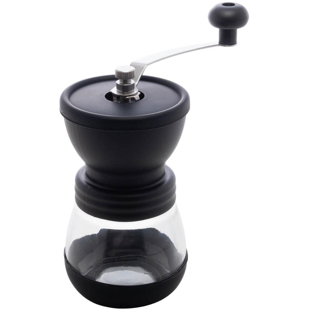 Moedor Manual de Café Inox Lyor Porta Pó Extra Vidro Removível 9,5cm Preto
