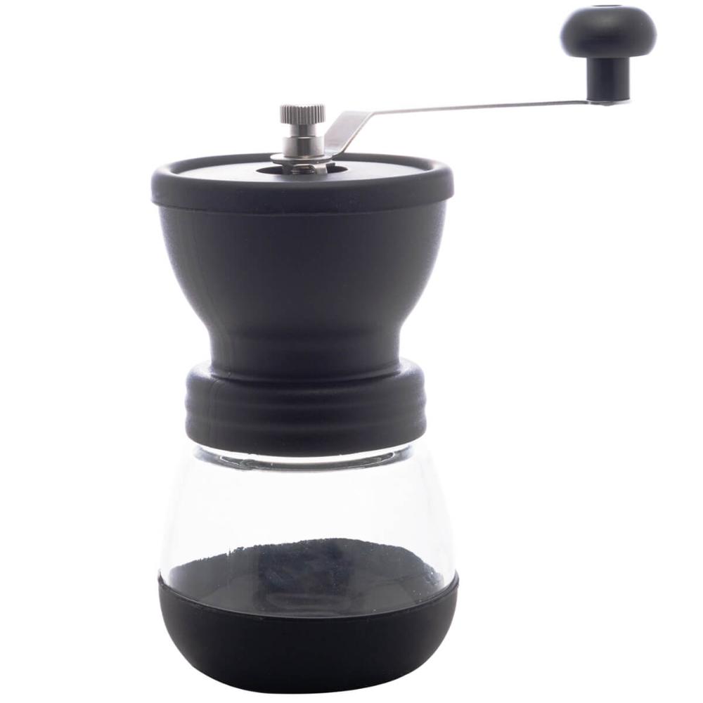 Moedor Manual de Café Inox Lyor Porta Pó Extra Vidro Removível 9,5cm Preto