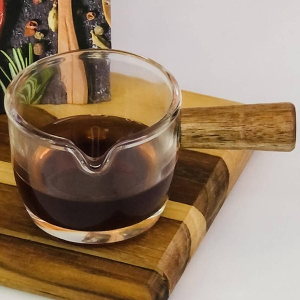 Molheira Cremeira de Vidro 100ml Cabo de Bambu Lyor Caldas M