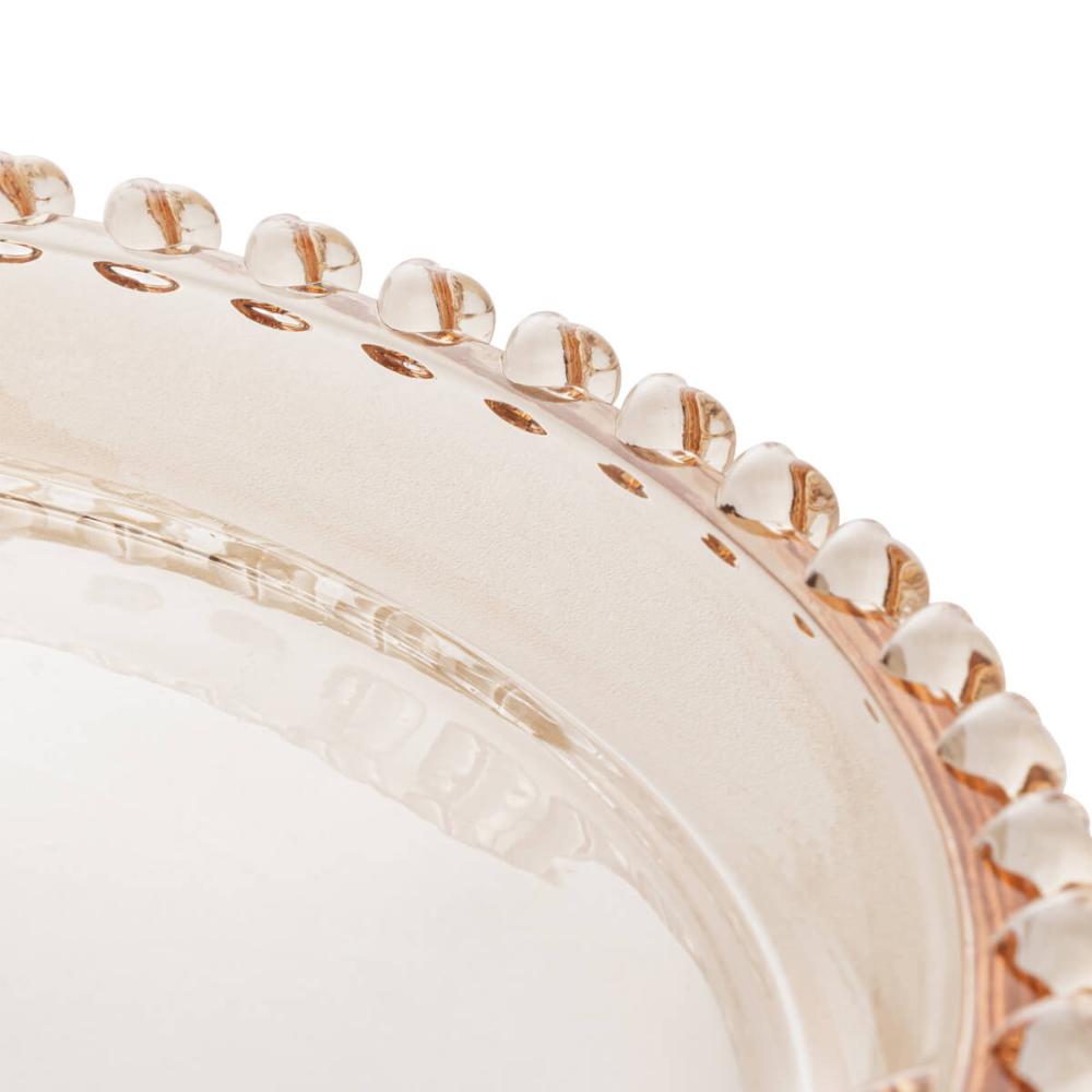 Petisqueira Coração Lyor Cristal Âmbar Metalizado 24cm Prato