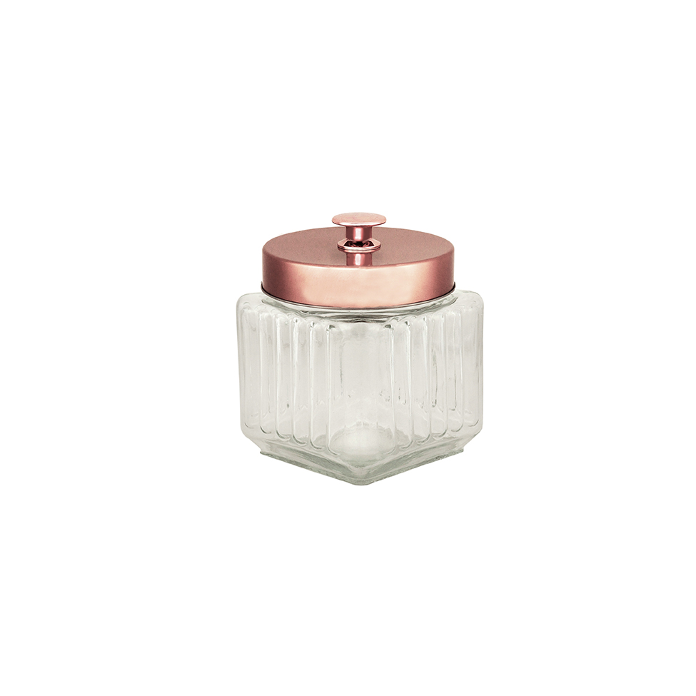 Porta Mantimento de Vidro Gloss Rosé Gold 1,2 L