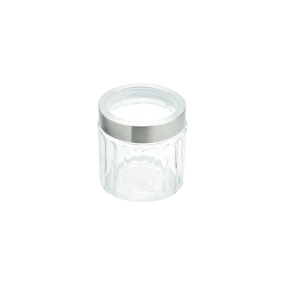 Porta Mantimento de Vidro Sydney Incolor e Prateado 870 ml
