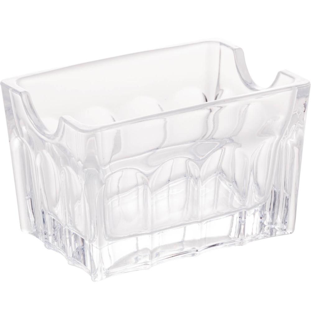 Porta Sachê de Vidro Faces Lyor 8x5,5cm Suporte de Mesa para Chá Açúcar Sal Molho Transparente