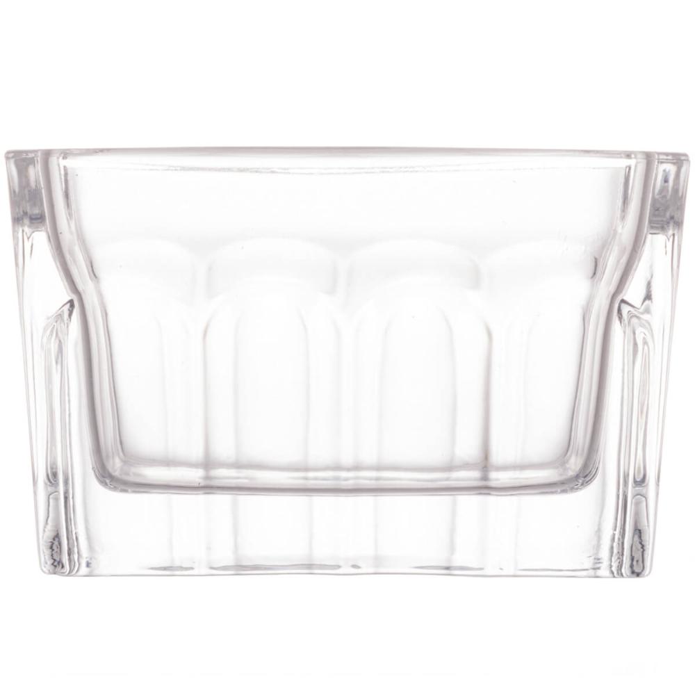 Porta Sachê de Vidro Faces Lyor 8x5,5cm Suporte de Mesa para Chá Açúcar Sal Molho Transparente