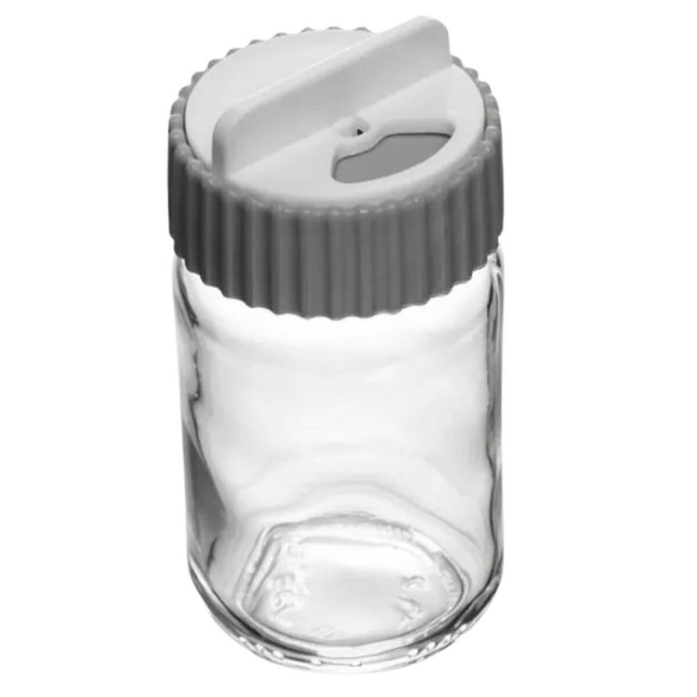 Porta Temperos Vidro e Tampa Rotativa Siena 190ml Cinza Lyor Cozinha Pote Condimentos Redondo