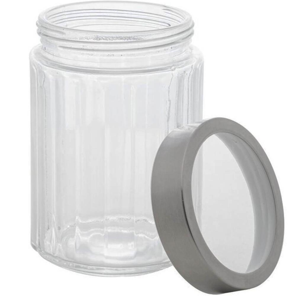 Pote Vidro Borossilicato Lyor 1,2L Tampa Prata Sydney Porta Mantimentos Condimentos