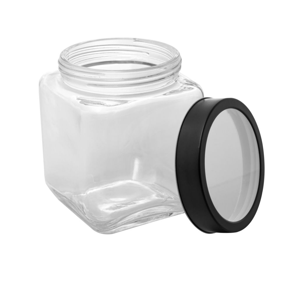 Pote de Mantimentos Gastro Transparente e Preto 1,2 L