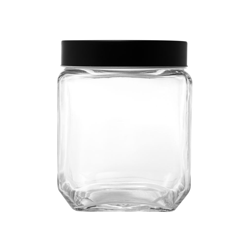Pote de Mantimentos Gastro Transparente e Preto 1,2 L