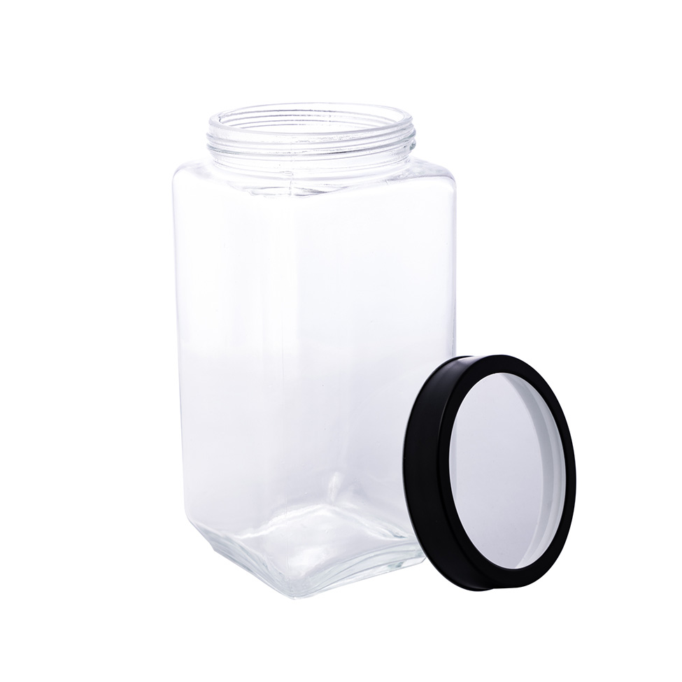 Pote de Mantimentos Gastro Transparente e Preto 1,7 L