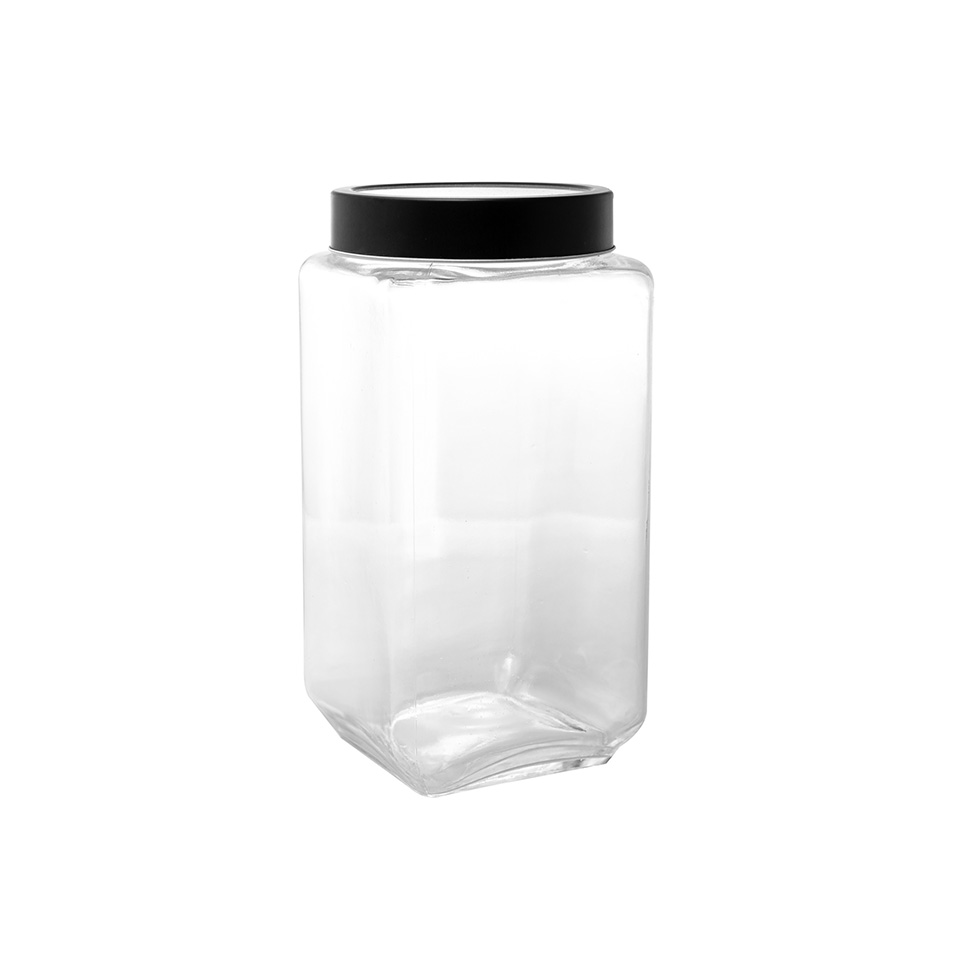 Pote de Mantimentos Gastro Transparente e Preto 1,7 L