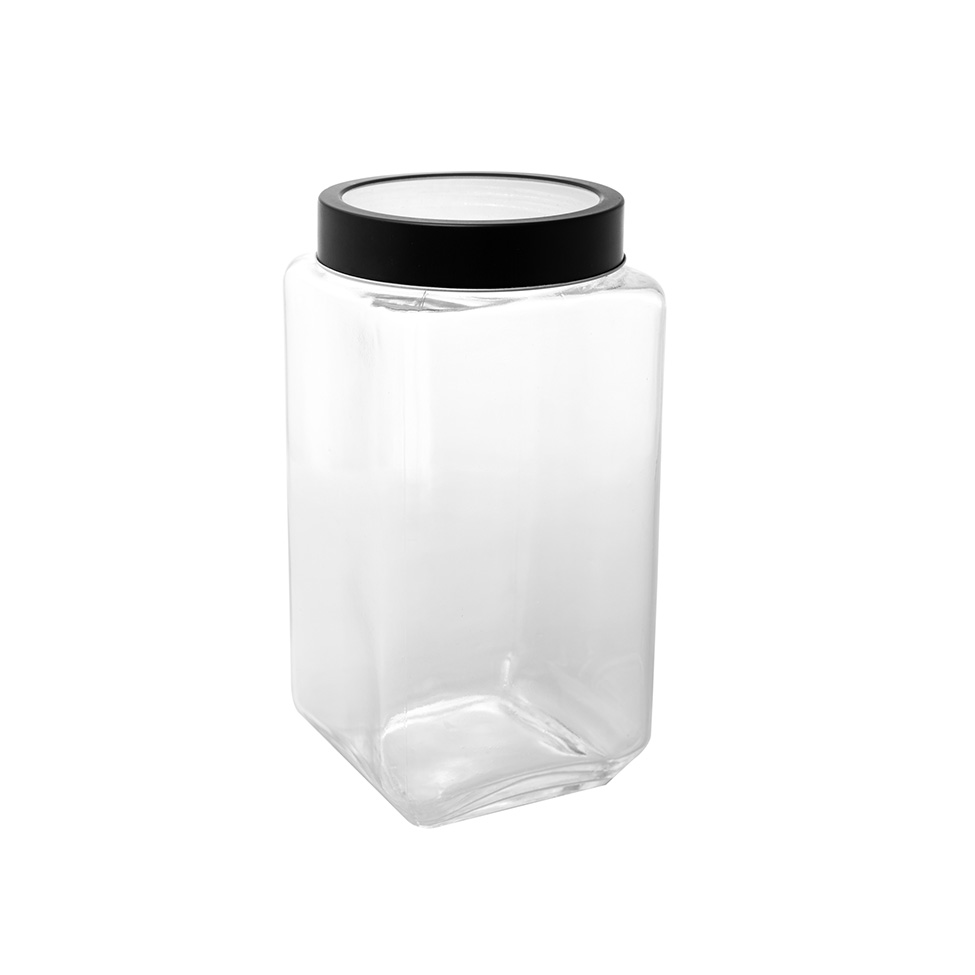 Pote de Mantimentos Gastro Transparente e Preto 1,7 L