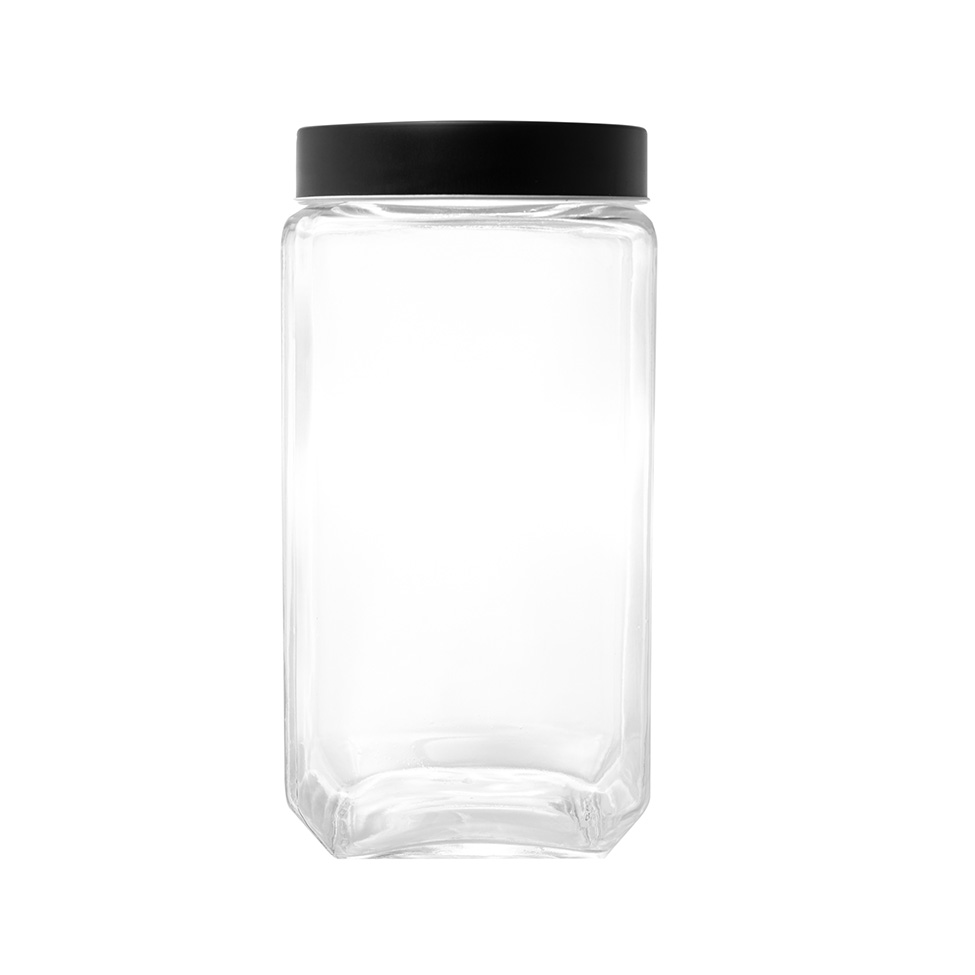 Pote de Mantimentos Gastro Transparente e Preto 1,7 L