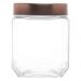 Pote de Vidro 1,2L Quadrado com Tampa Metal Mantimentos Rosé Gold Gran Gastro Lyor