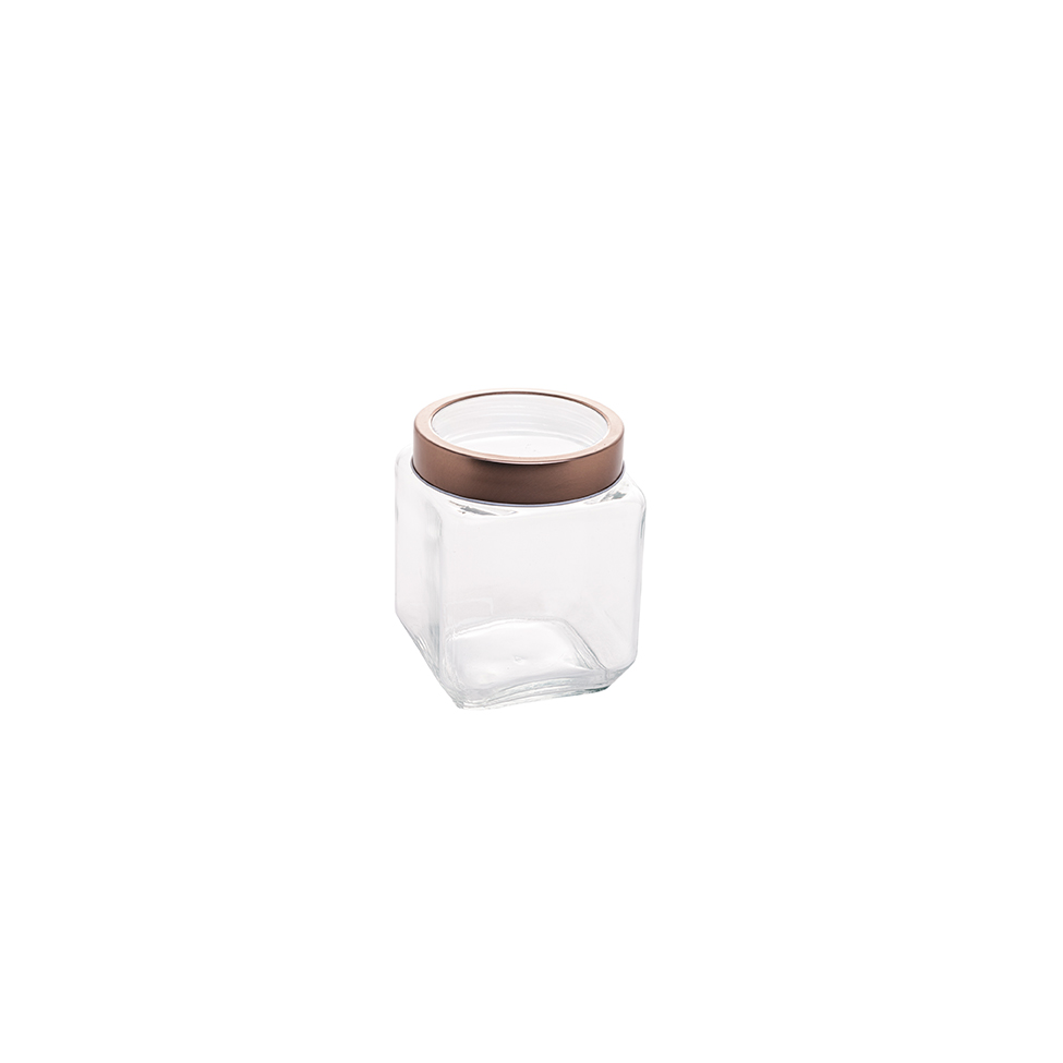 Pote de Vidro Class Incolor e Rosé Gold 1,2 L