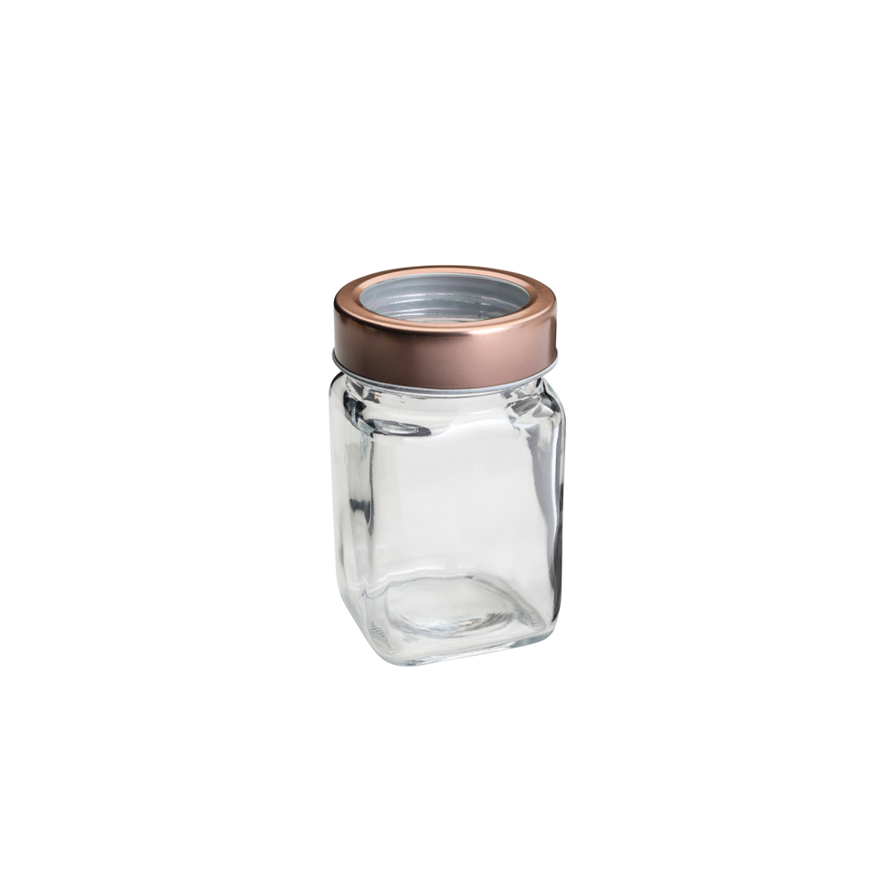 Pote de Vidro Class Incolor e Rosé Gold 300 ml