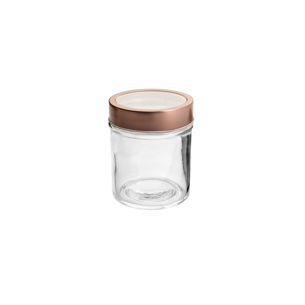 Pote de Vidro Class Incolor e Rosé Gold 350 ml