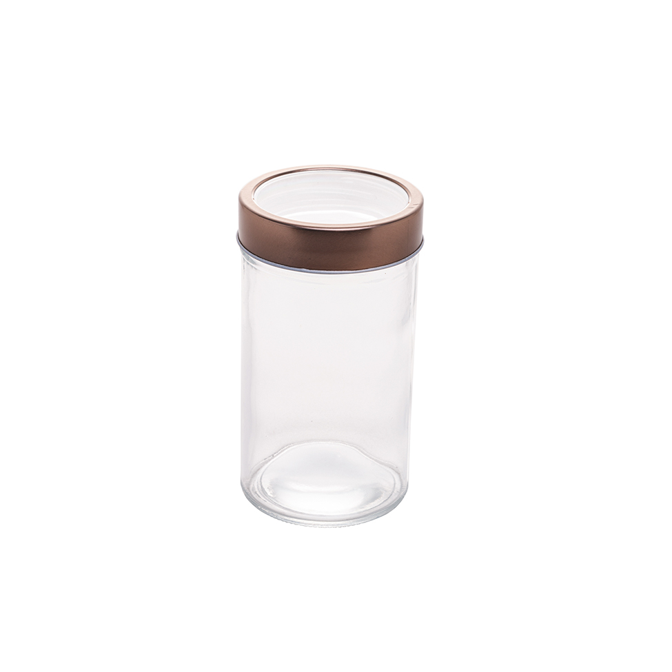 Pote de Vidro Class Incolor e Rosé Gold 500 ml