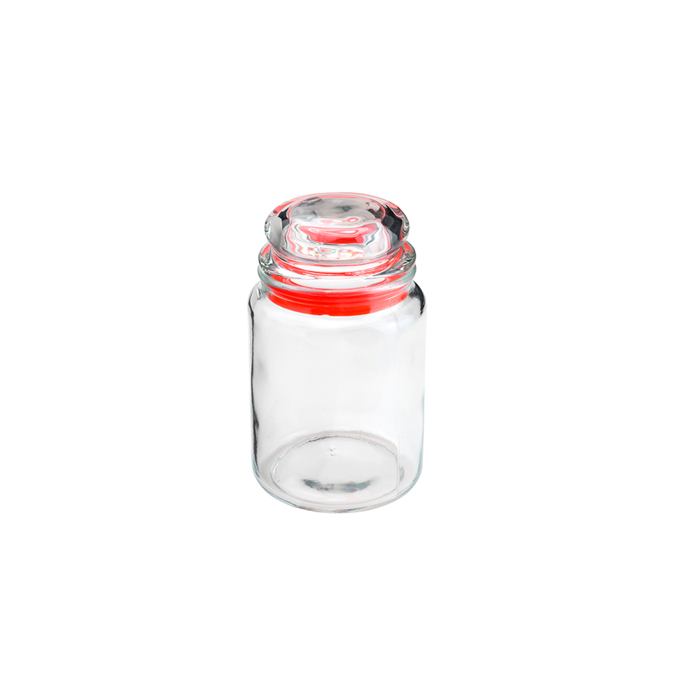 Pote de Vidro Club Incolor e Vermelho 750 ml