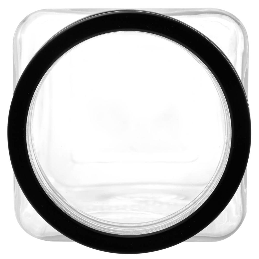 Pote de Vidro Lyor 2,2L Tampa de Metal Preta Porta Mantiment