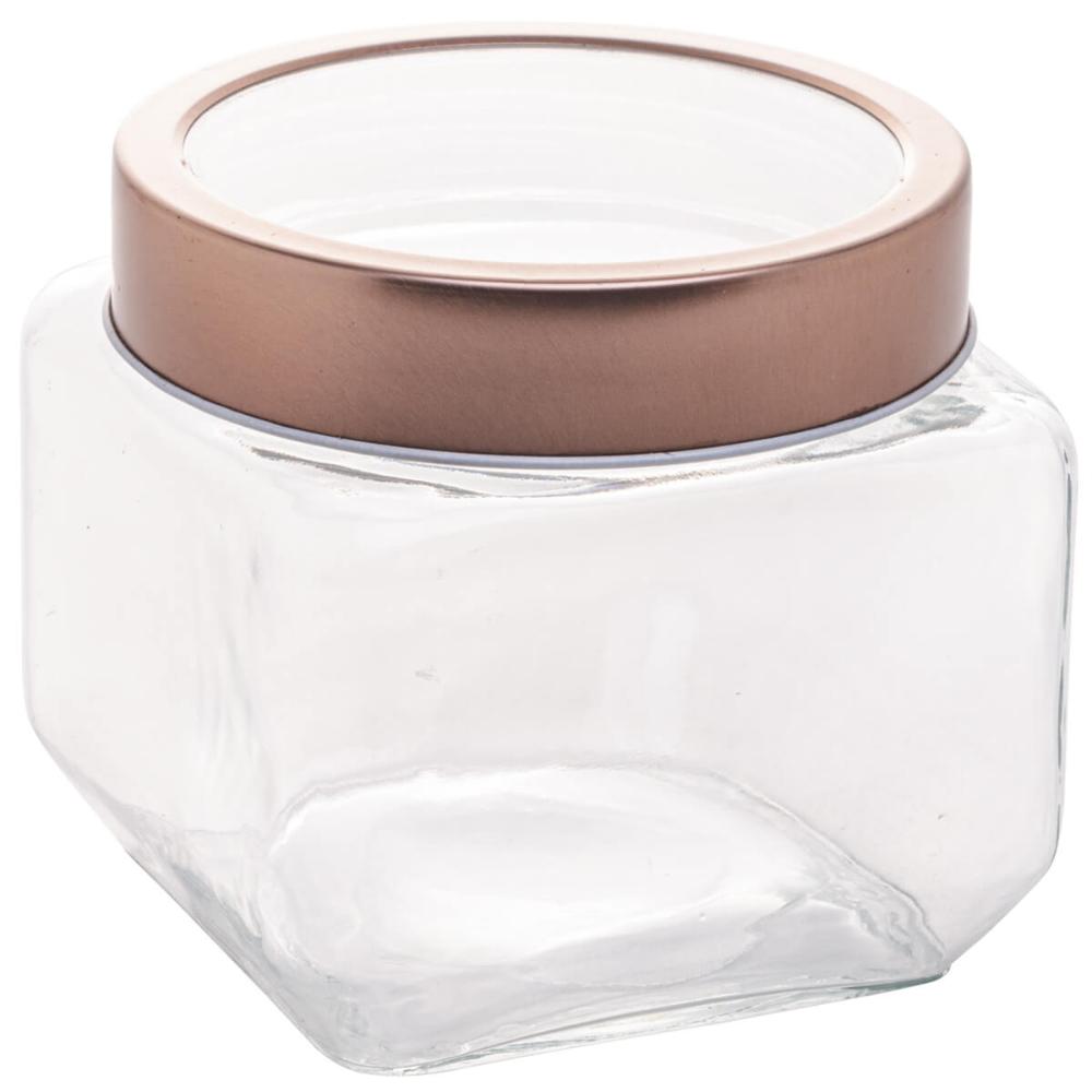 Pote de Vidro com Tampa Metal Rose Gold Lyor 800ml Gastro Po