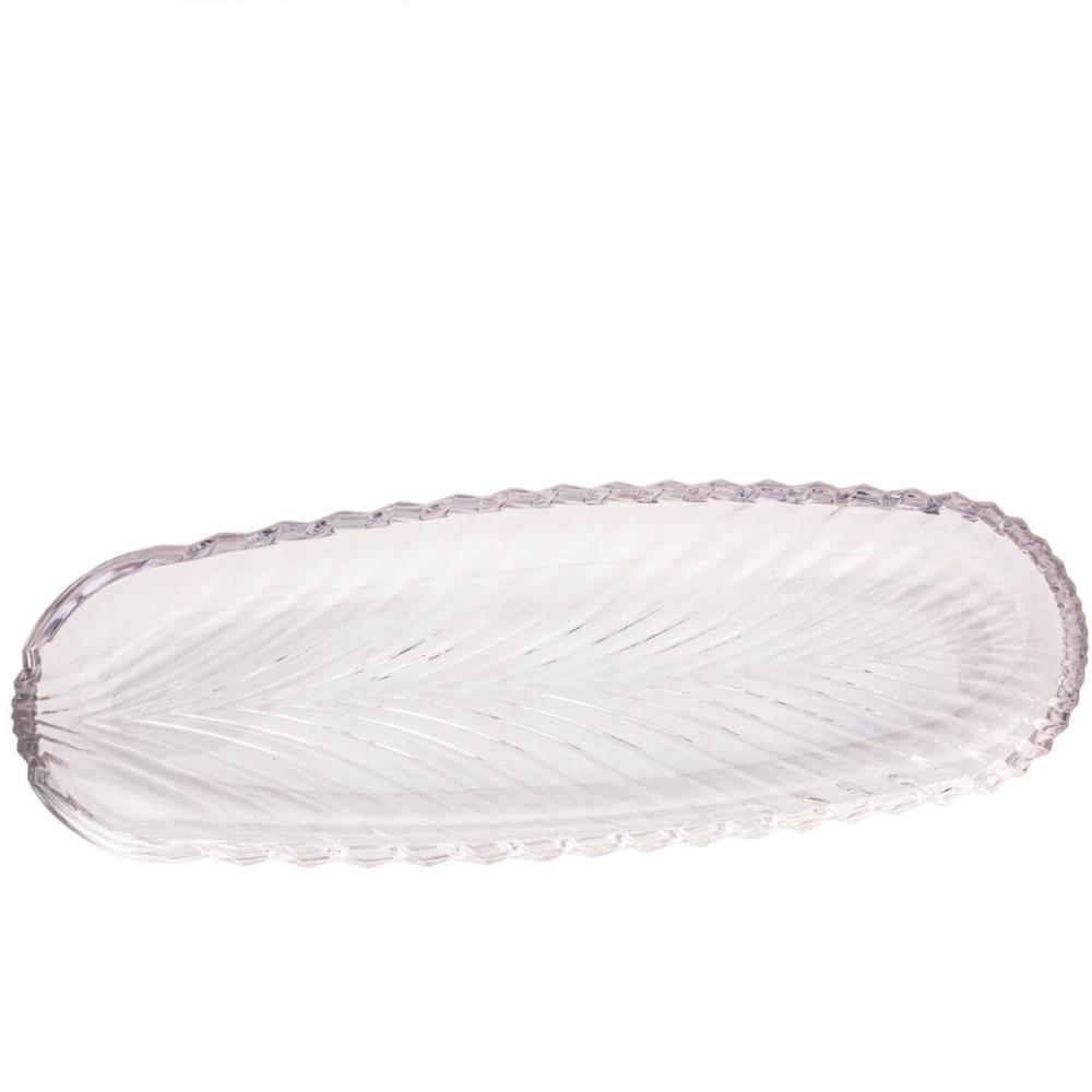 Prato Decorativo de Cristal Leaf 39x14x3cm Lyor Travessa Bandeja de Aparador