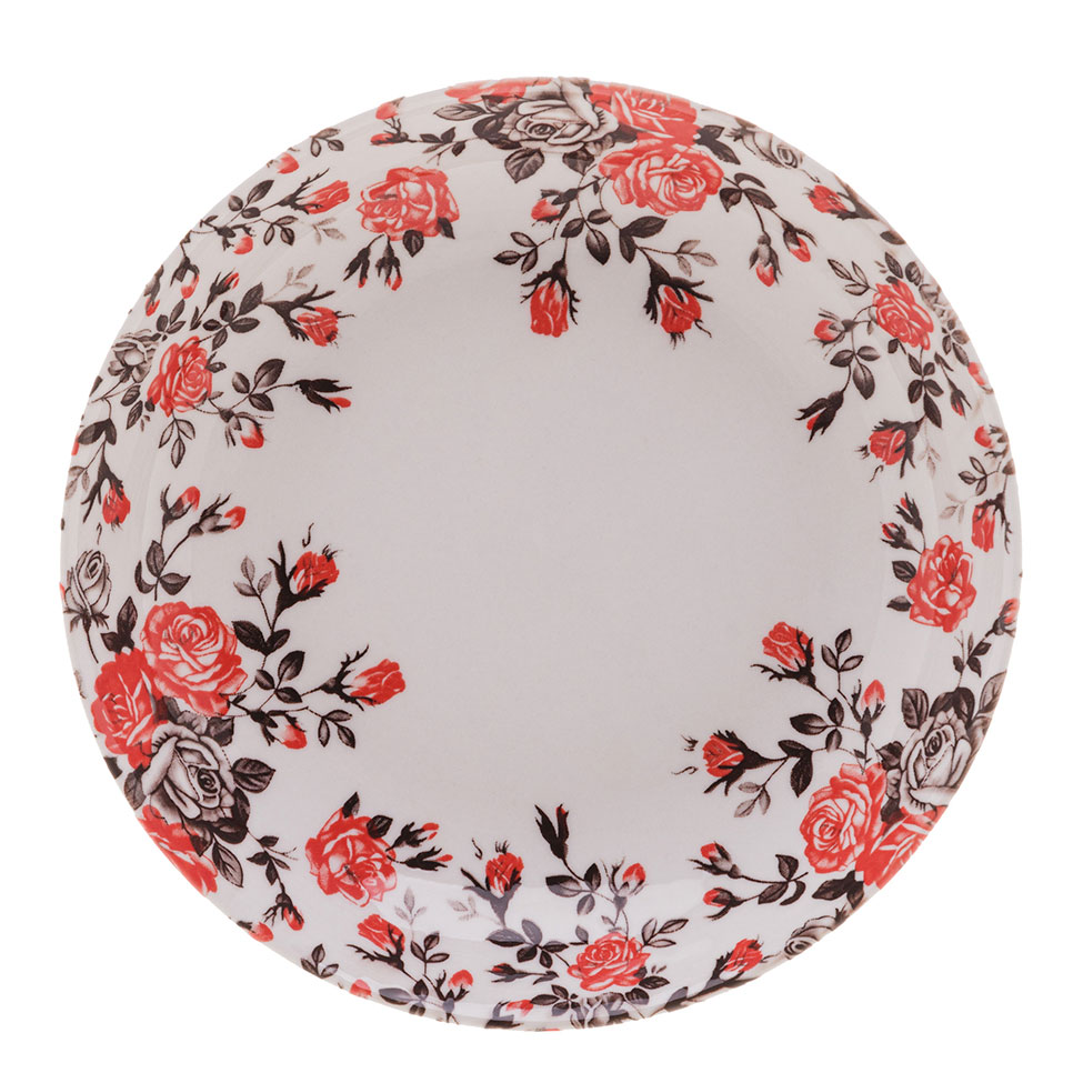 Prato Fundo Garden Rosa e Branco 18 cm