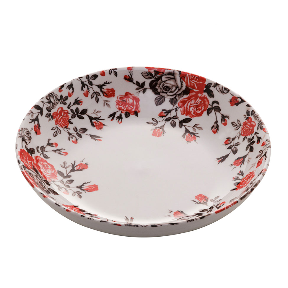 Prato Fundo Garden Rosa e Branco 18 cm