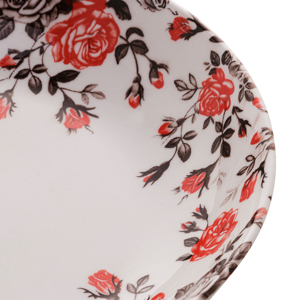 Prato Fundo Garden Rosa e Branco 18 cm