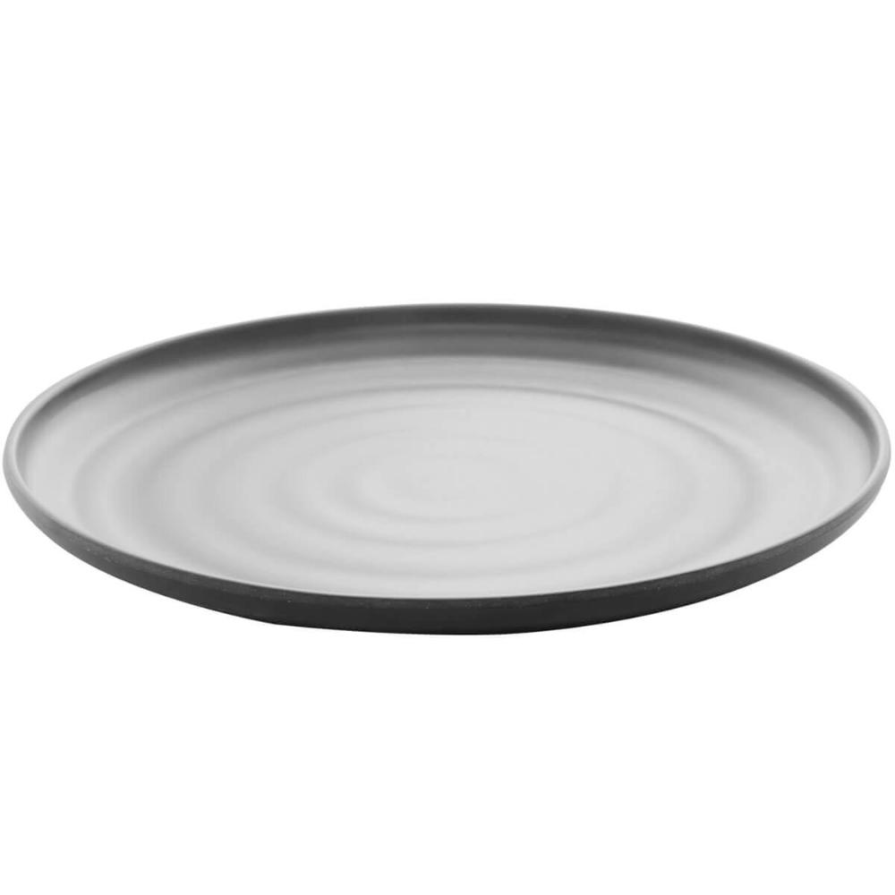 Prato Lyor de Melamina Raso Preto 25,5cm Avulso Tóquio com R