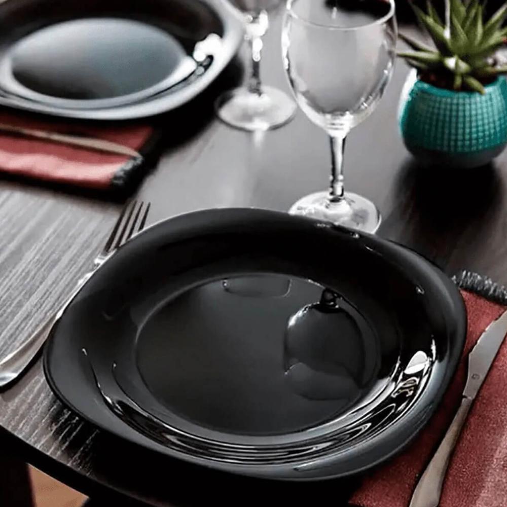 Prato Raso de Vidro Opalino 27cm Carine Black Lyor Quadrado