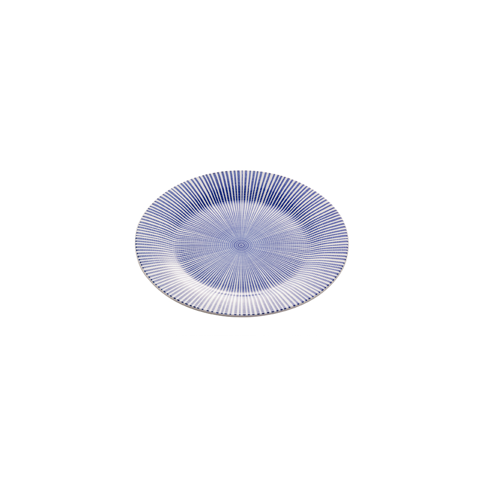 Prato de Sobremesa Atlantis Azul e Branco 18cm