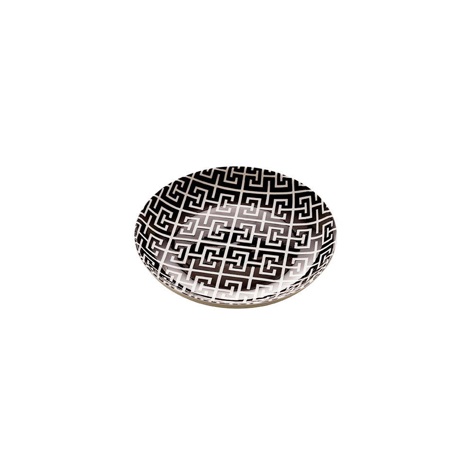Prato de Sobremesa Egypt Branco e Preto 18 cm