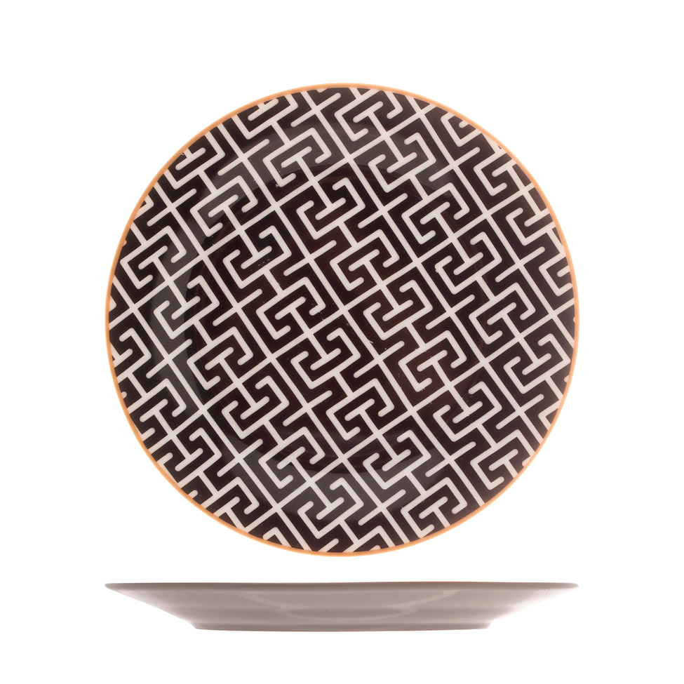 Prato de Sobremesa Egypt Branco e Preto 19,5 cm