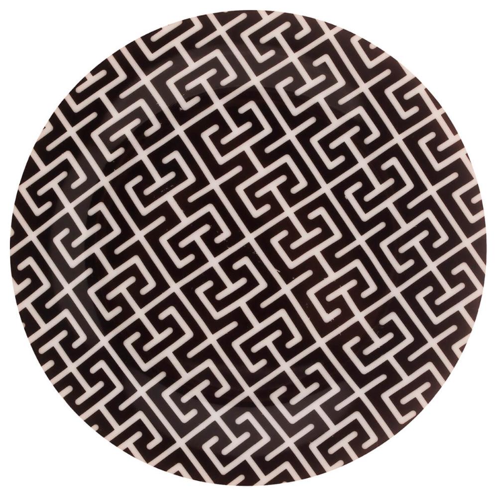 Prato de Sobremesa em Porcelana Egypt Lyor 19,5cm Raso Preto