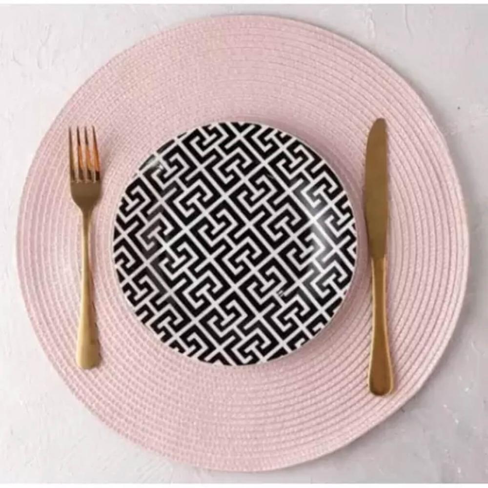 Prato de Sobremesa em Porcelana Egypt Lyor 19,5cm Raso Preto