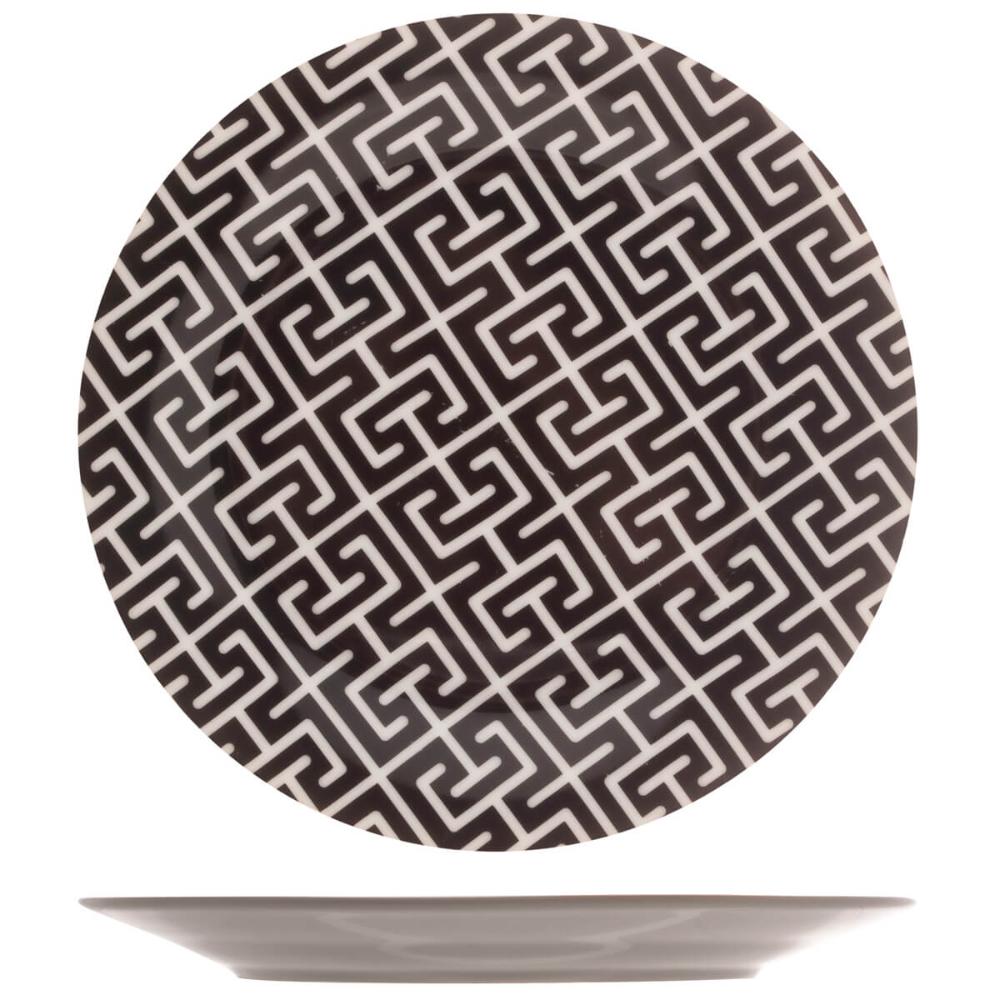 Prato de Sobremesa em Porcelana Egypt Lyor 19,5cm Raso Preto