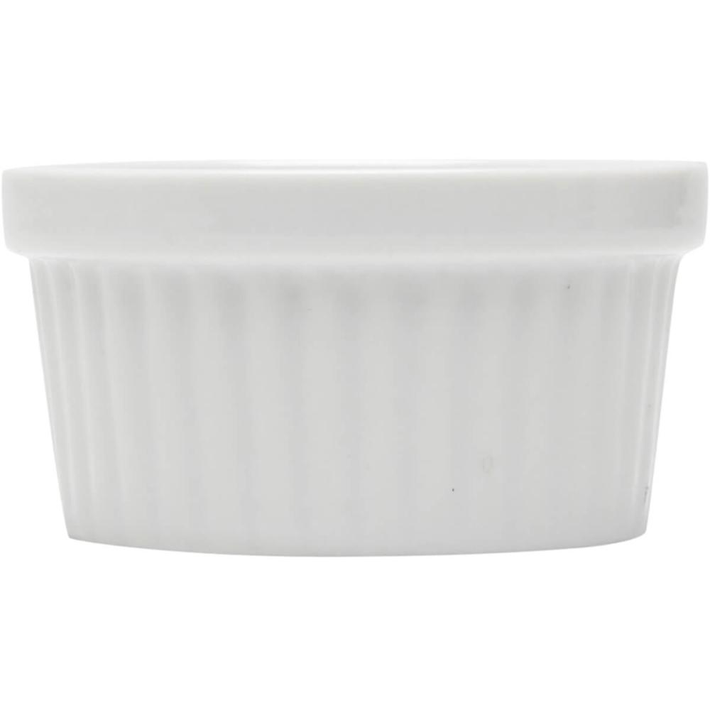 Ramequim Canelado 50ml de Porcelana Classic Branco 6x4cm Lyor para Servir Ketchup e Petiscos