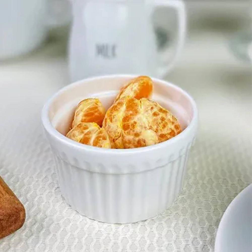 Ramequim Canelado 50ml de Porcelana Classic Branco 6x4cm Lyor para Servir Ketchup e Petiscos